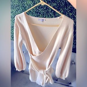 Ivory Long Sleeve V-Neck Sweater Mini Dress by Fashion Nova